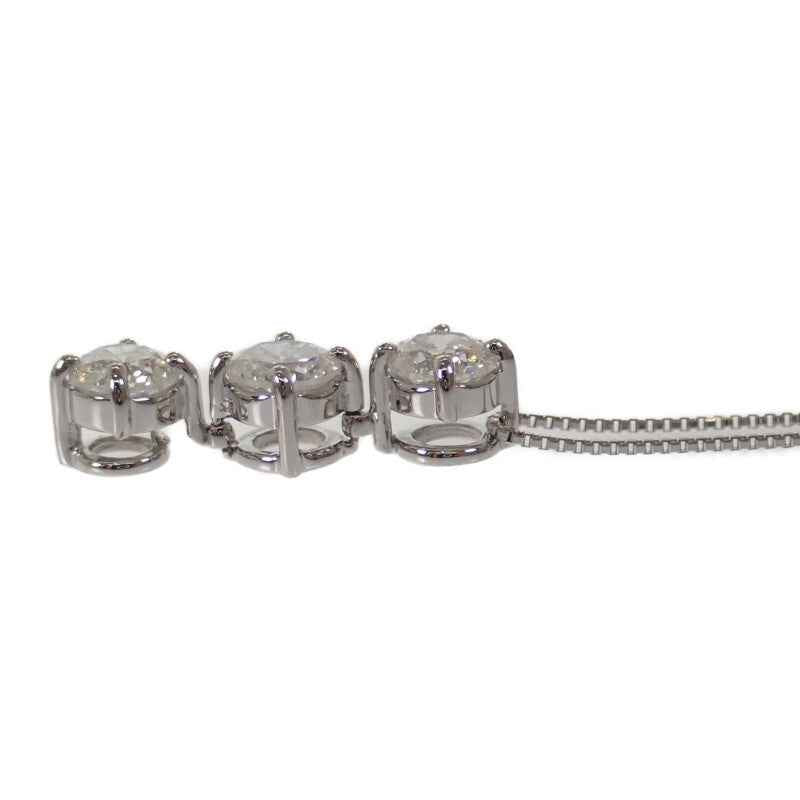 デザインジュエリー 3連ダイヤ ネックレス Pt850プラチナ Pt900プラチナ ダイヤモンド レディース【中古】【Aランク】