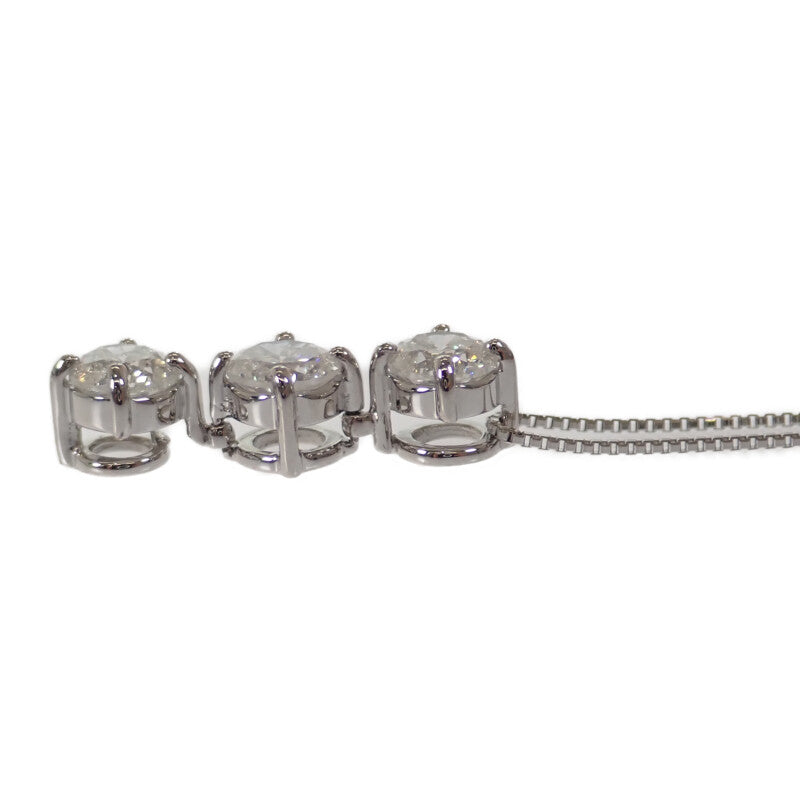 デザインジュエリー 3連ダイヤ ネックレス Pt850プラチナ Pt900プラチナ ダイヤモンド レディース【中古】【Aランク】