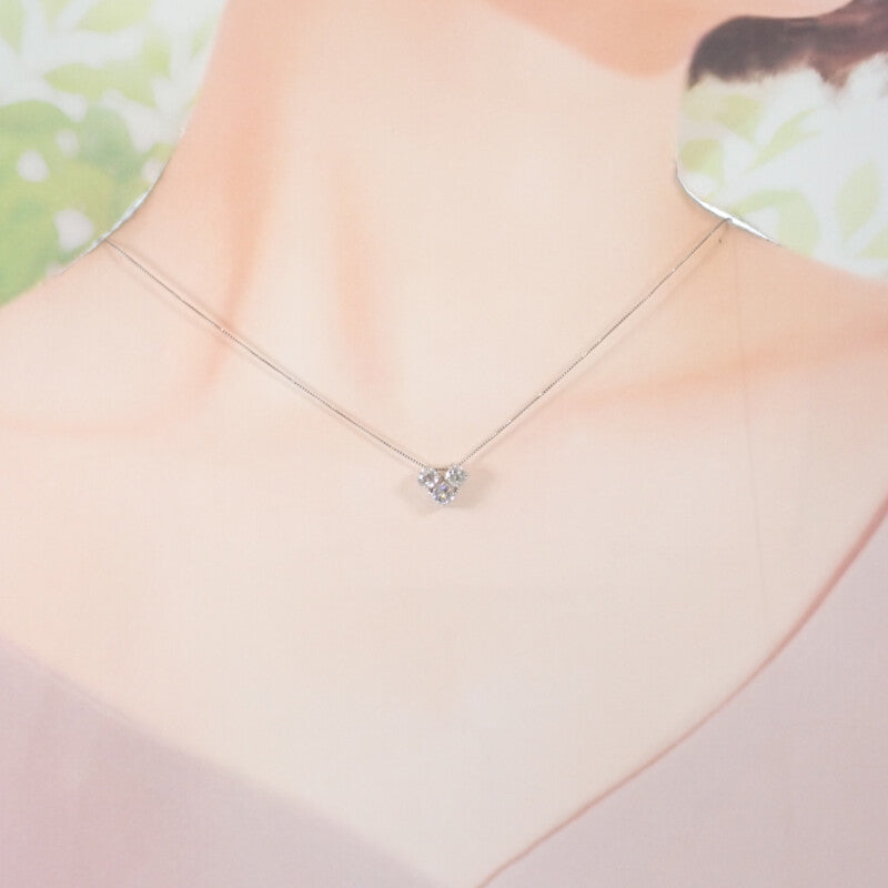 デザインジュエリー 3連ダイヤ ネックレス Pt850プラチナ Pt900プラチナ ダイヤモンド レディース【中古】【Aランク】