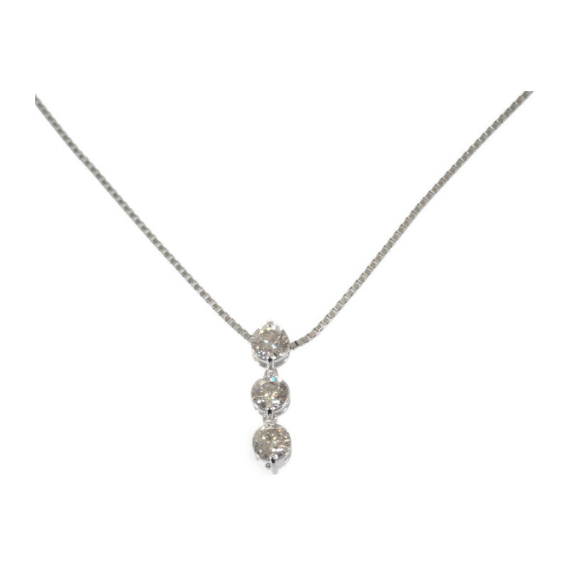 デザインジュエリー 3連ダイヤ ネックレス Pt850プラチナ Pt900プラチナ ダイヤモンド レディース【中古】【Aランク】