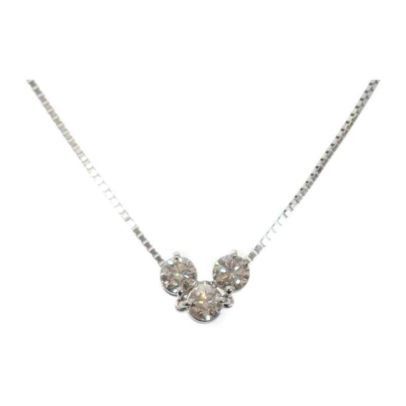 デザインジュエリー 3連ダイヤ ネックレス Pt850プラチナ Pt900プラチナ ダイヤモンド レディース【中古】【Aランク】