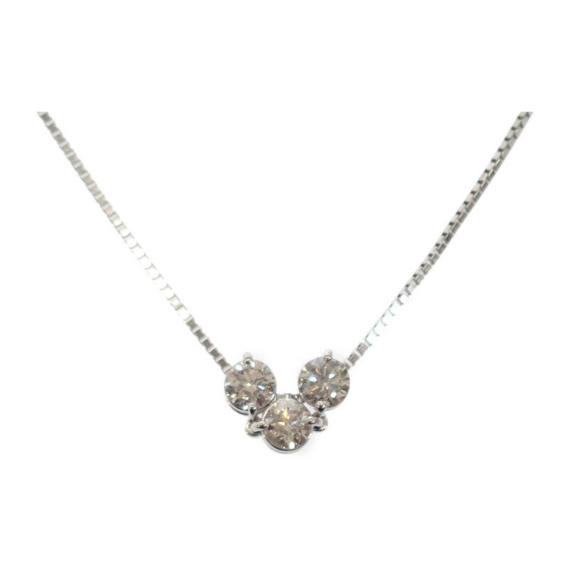 デザインジュエリー 3連ダイヤ ネックレス Pt850プラチナ Pt900プラチナ ダイヤモンド レディース【中古】【Aランク】