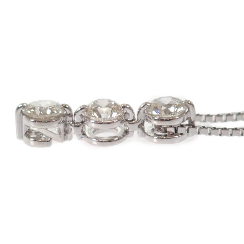 デザインジュエリー 3連ダイヤ ネックレス Pt850プラチナ Pt900プラチナ ダイヤモンド レディース【中古】【Aランク】