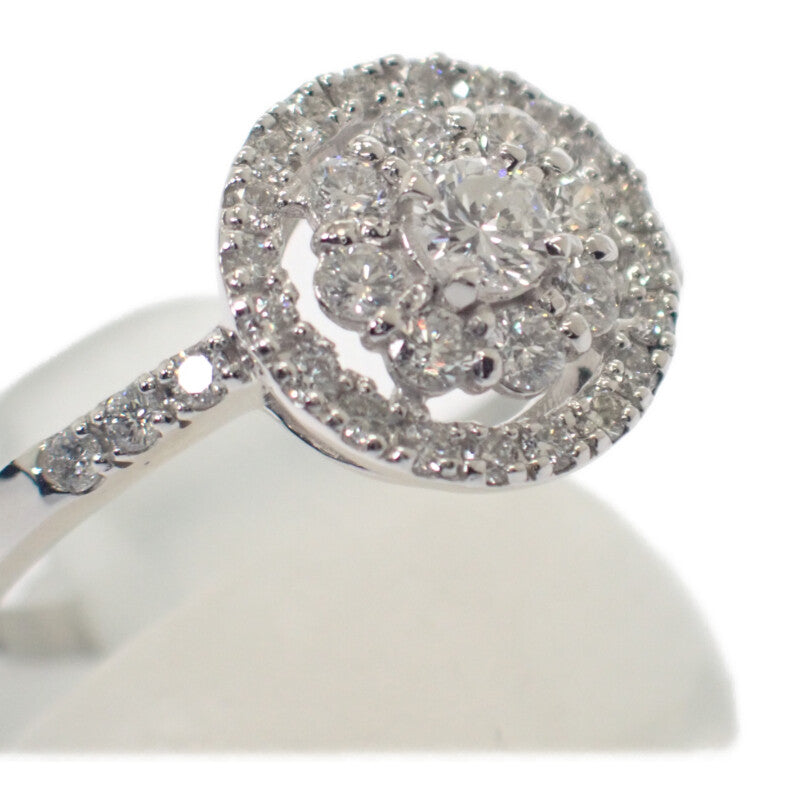 フラワーモチーフ デザインジュエリー リング Pt900プラチナ ダイヤモンド シルバー ダイヤモンド レディース【中古】【Aランク】