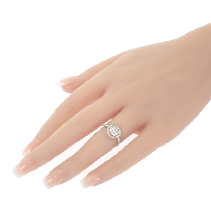 フラワーモチーフ デザインジュエリー リング Pt900プラチナ ダイヤモンド シルバー ダイヤモンド レディース【中古】【Aランク】