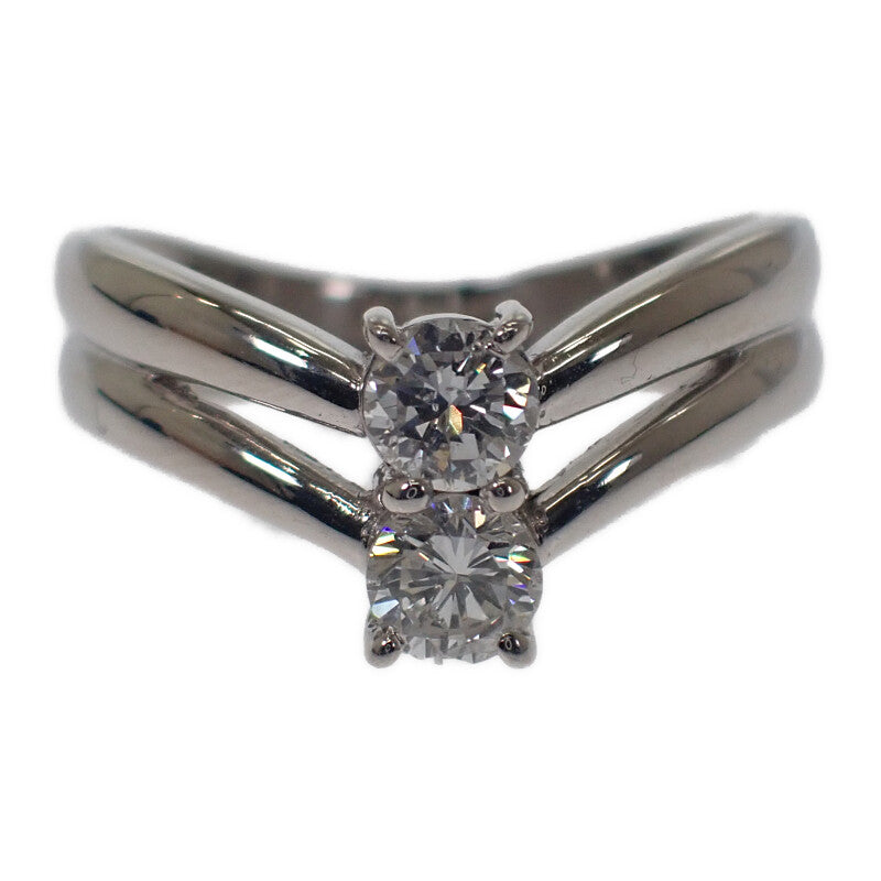 デザインジュエリー Vライン 上品 11号 リング Pt900プラチナ ダイヤモンド ダイヤモンド 約11号 レディース【中古】【Aランク】