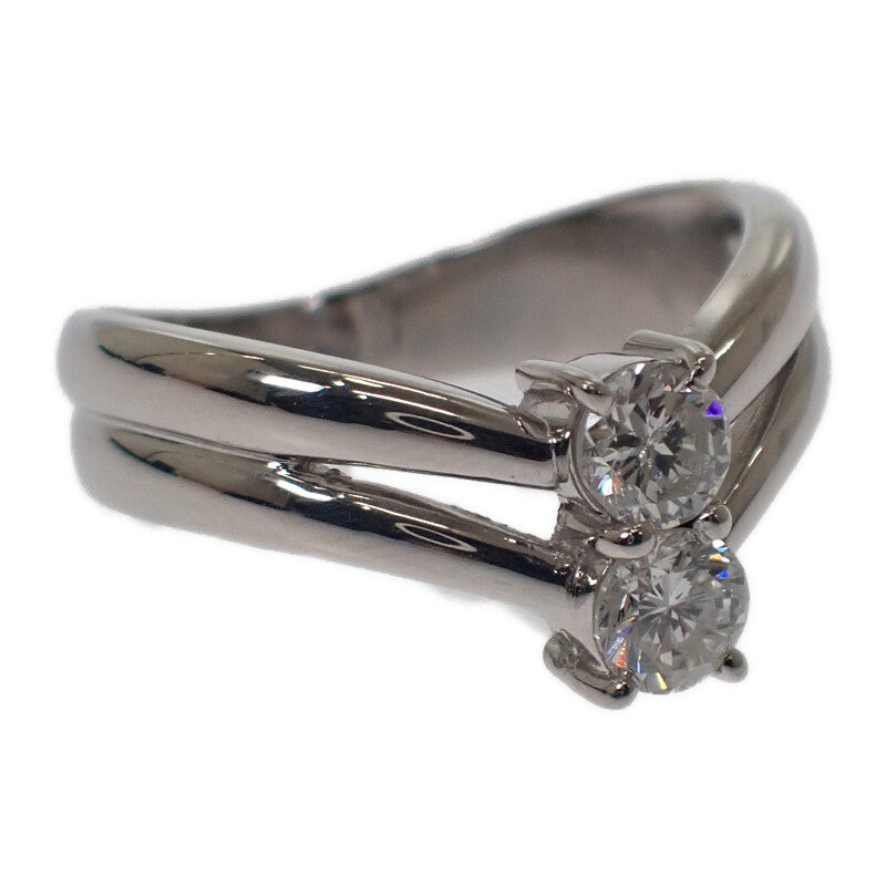 デザインジュエリー Vライン 上品 11号 リング Pt900プラチナ ダイヤモンド ダイヤモンド 約11号 レディース【中古】【Aランク】