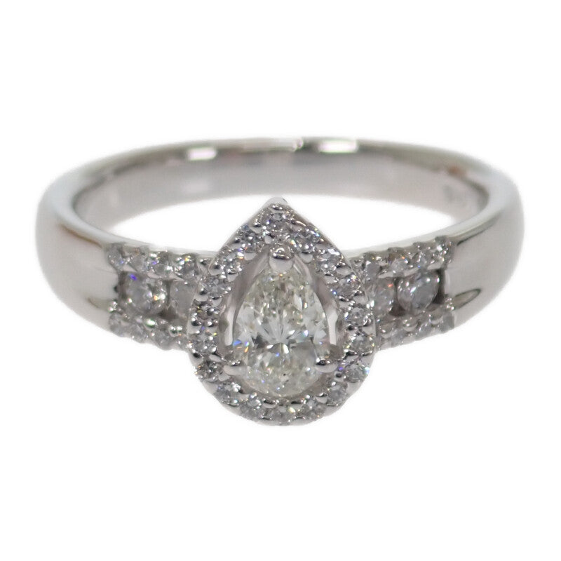 【中古】 K18WG D デザインジュエリー ペアシェイプダイヤ リング K18ホワイトゴールド 11.5号 ダイヤモンド レディース【Aランク】