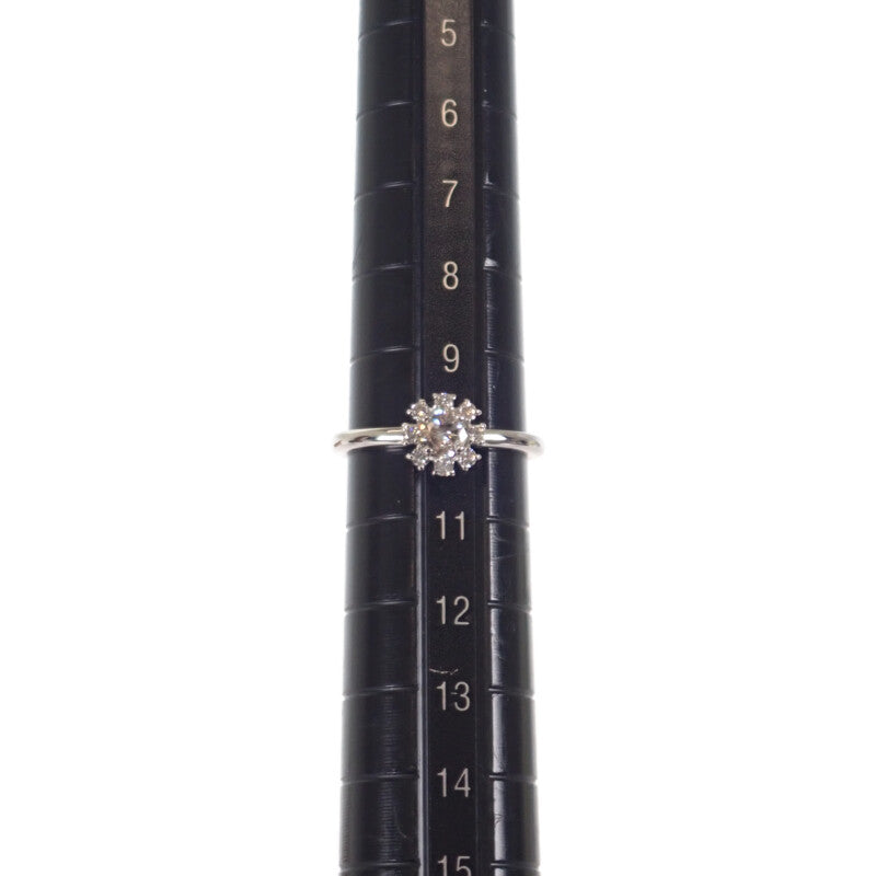 デザイン ジュエリー フラワー リング Pt900プラチナ 10号 ダイヤモンド レディース【中古】【Aランク】
