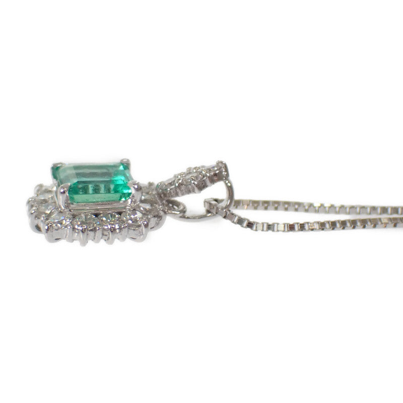 Designer Jewelry Pendant Necklace K18 White Gold Emerald Diamond Ladies