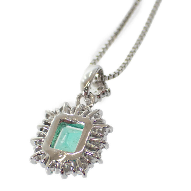 Designer Jewelry Pendant Necklace K18 White Gold Emerald Diamond Ladies