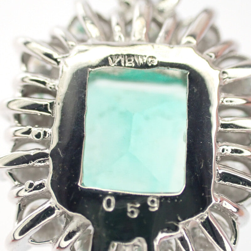 Designer Jewelry Pendant Necklace K18 White Gold Emerald Diamond Ladies