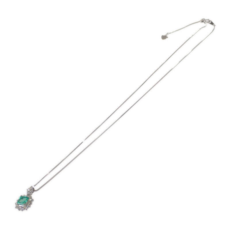 Designer Jewelry Pendant Necklace K18 White Gold Emerald Diamond Ladies