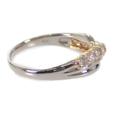 【中古】 K18 Pt900 デザインジュエリー クロス リング K18ゴールド Pt900プラチナ 14号 ダイヤモンド レディース【Aランク】