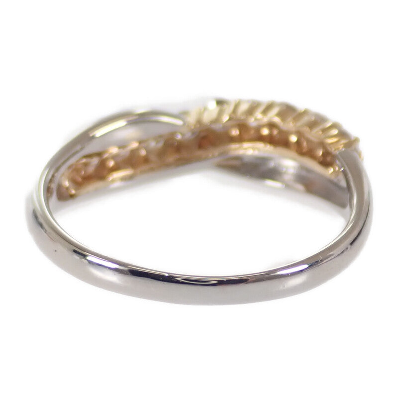 K18 Pt900 デザインジュエリー クロス 14号 リング K18ゴールド Pt900プラチナ ダイヤモンド レディース【中古】【Aランク】