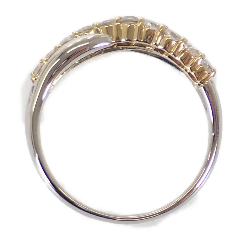 K18 Pt900 デザインジュエリー クロス 14号 リング K18ゴールド Pt900プラチナ ダイヤモンド レディース【中古】【Aランク】