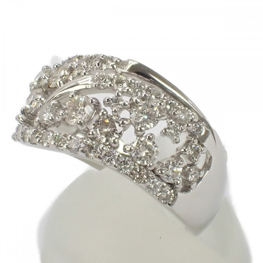 【中古】 デザイン ジュエリー リング Pt900プラチナ 12号 ダイヤモンド レディース【Aランク】