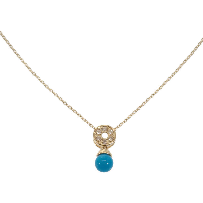 SEIKO ジュエリー K18YG ターコイズ ネックレス K18イエローゴールド ブルー ターコイズ ダイヤモンド レディース【中古】【Aランク】