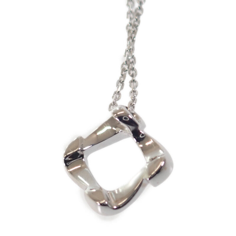 ヨンドシー 4℃ スクエア モチーフ ネックレス K18ホワイトゴールド ダイヤモンド レディース【中古】【Aランク】