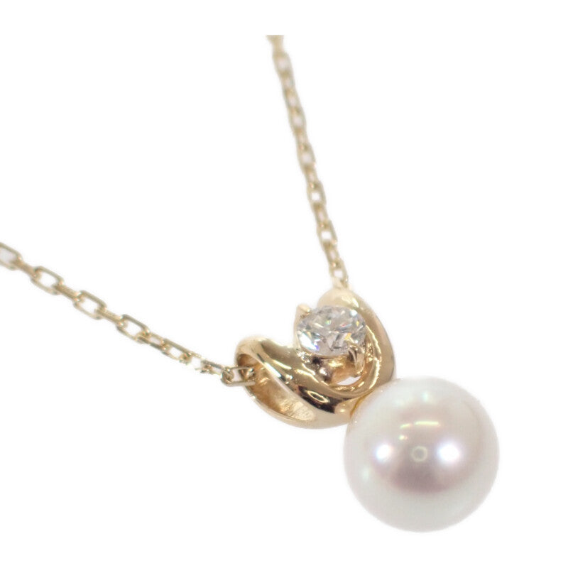 K18YG デザインジュエリー ネックレス K18イエローゴールド パール ダイヤモンド レディース【中古】【Aランク】