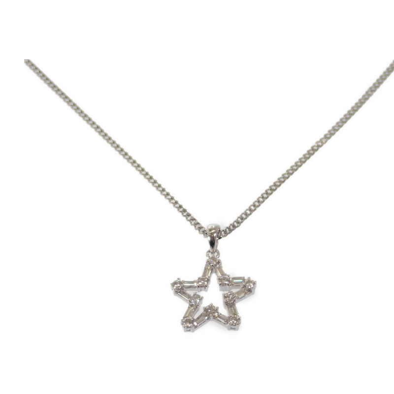 デザインジュエリー スター ネックレス Pt900プラチナ Pt850プラチナ ダイヤモンド レディース【中古】【Aランク】