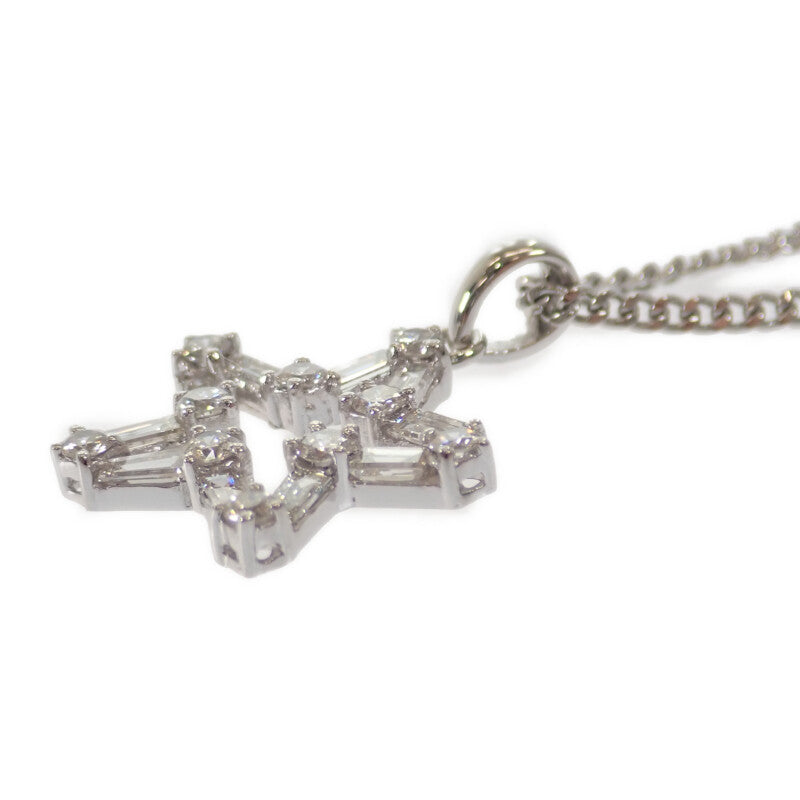 デザインジュエリー スター ネックレス Pt900プラチナ Pt850プラチナ ダイヤモンド レディース【中古】【Aランク】