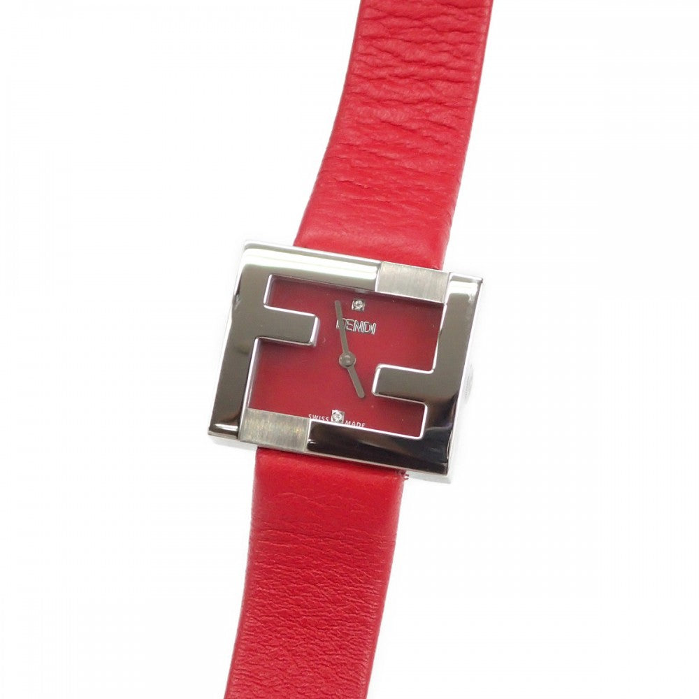 フェンディ FENDI フェンディマニア FOW850A2YAF0C0U 腕時計 ステンレススチール レザー レッド クオーツ レッド文字盤 レディース【中古】【Aランク】