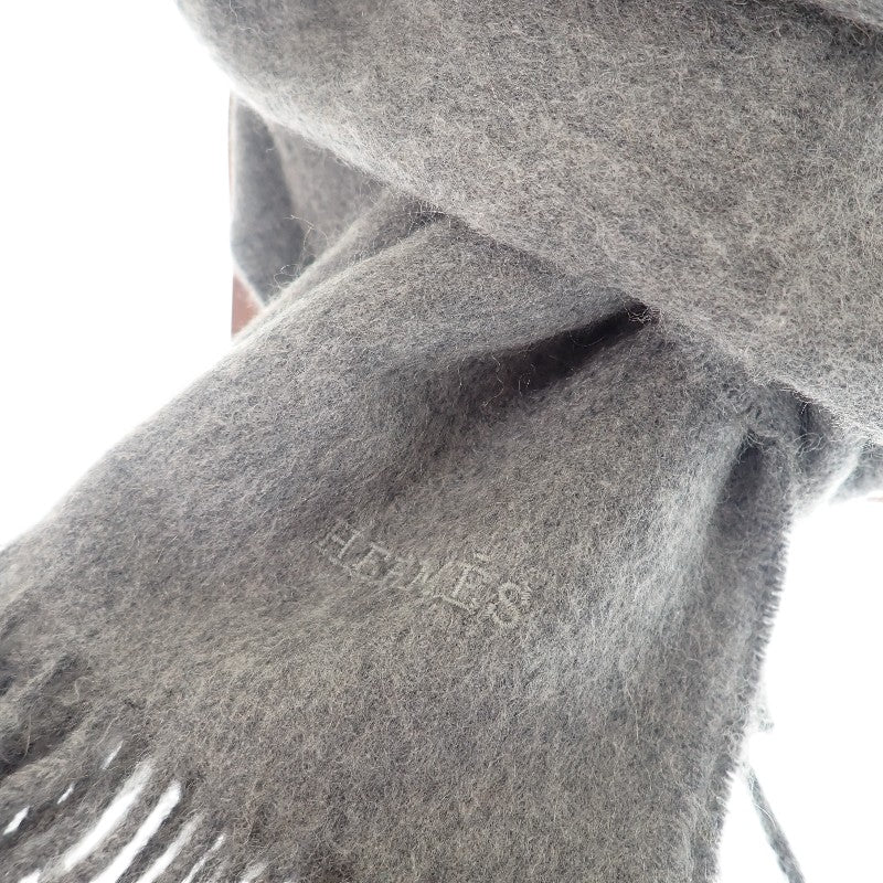 エルメス HERMES ユニ・ブロデ H393700T_04 マフラー カシミヤ グレー レディース メンズ ユニセックス【中古】【Aランク】