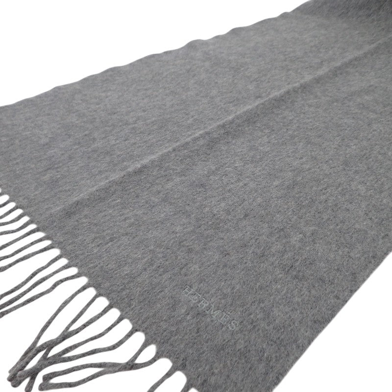 エルメス HERMES ユニ・ブロデ H393700T_04 マフラー カシミヤ グレー レディース メンズ ユニセックス【中古】【Aランク】