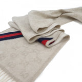 グッチ GUCCI GG柄 508027 マフラー ウール ベージュ メンズ レディース【中古】【Aランク】