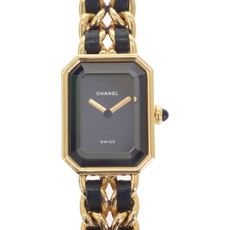 香奈兒 CHANEL Première L尺寸 H0001 手錶 GP 皮革 黑色 石英 黑色錶盤 女士【中古】【AB級】