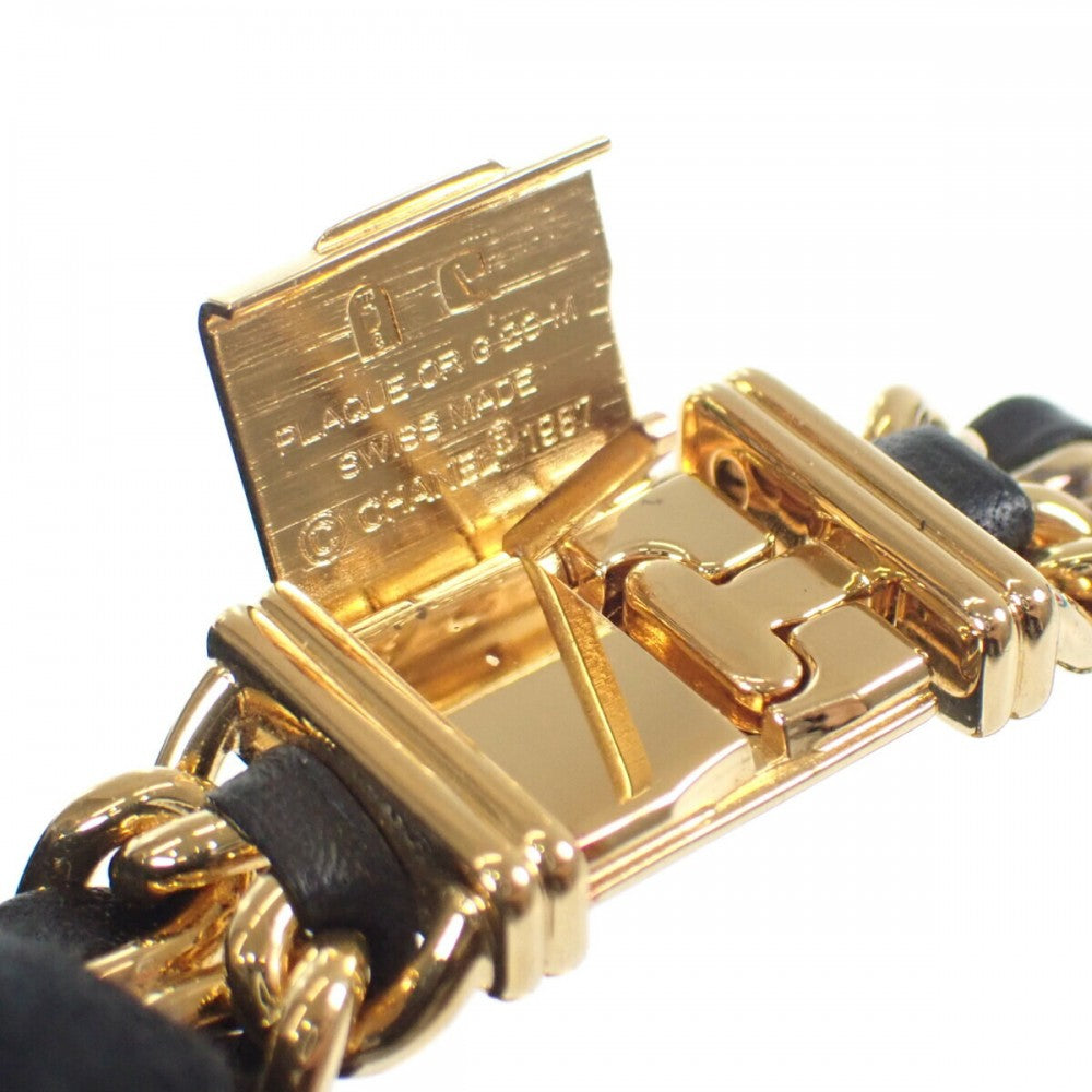 シャネル CHANEL プルミエール Lサイズ H0001 腕時計 GP レザー クオーツ ブラック文字盤 レディース【中古】【ABランク】