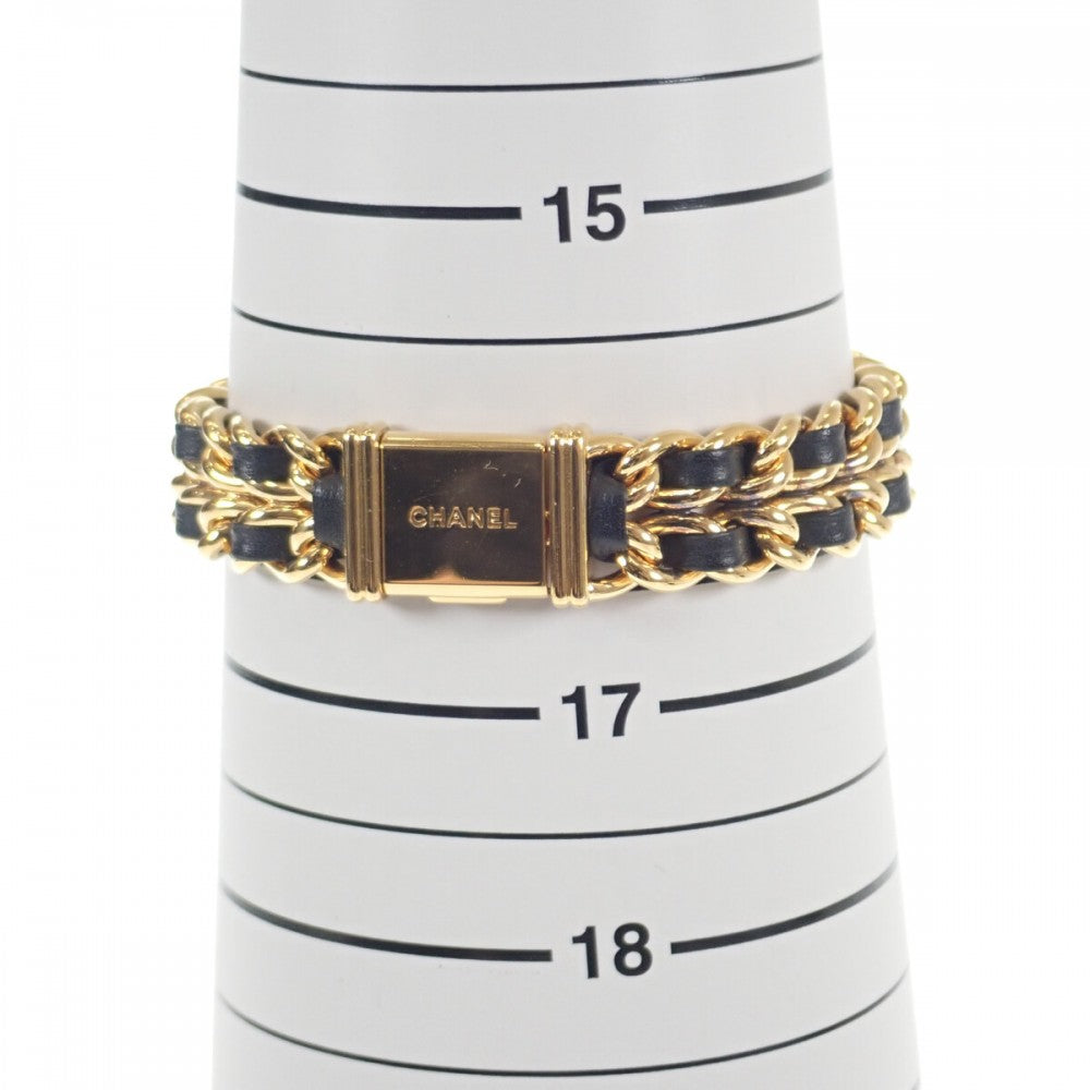 香奈兒 CHANEL Première L尺寸 H0001 手錶 GP 皮革 黑色 石英 黑色錶盤 女士【中古】【AB級】