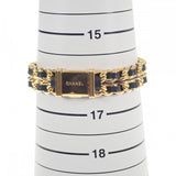 シャネル CHANEL プルミエール Lサイズ H0001 腕時計 GP レザー クオーツ ブラック文字盤 レディース【中古】【ABランク】