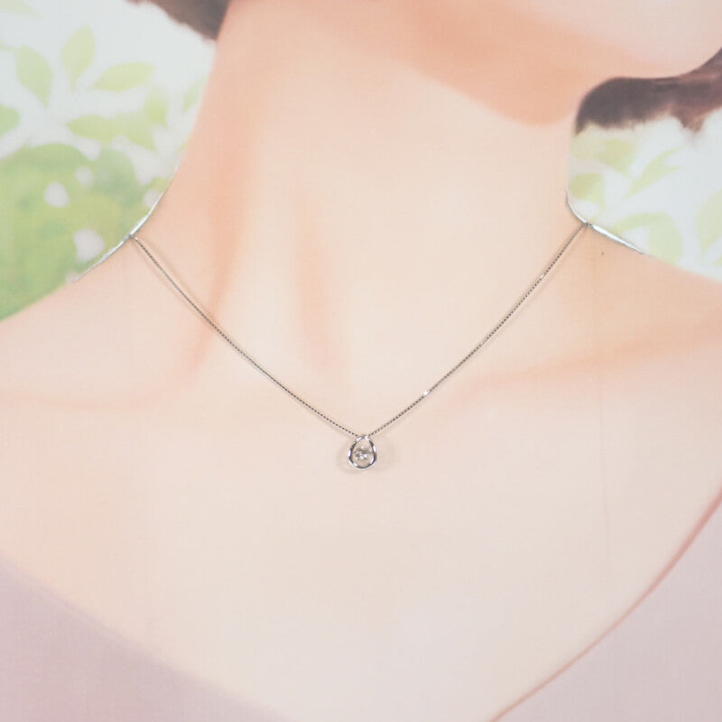 Pt850/900 デザインジュエリー ダンシングストーン ネックレス Pt900プラチナ ダイヤモンド レディース【中古】【Aランク】