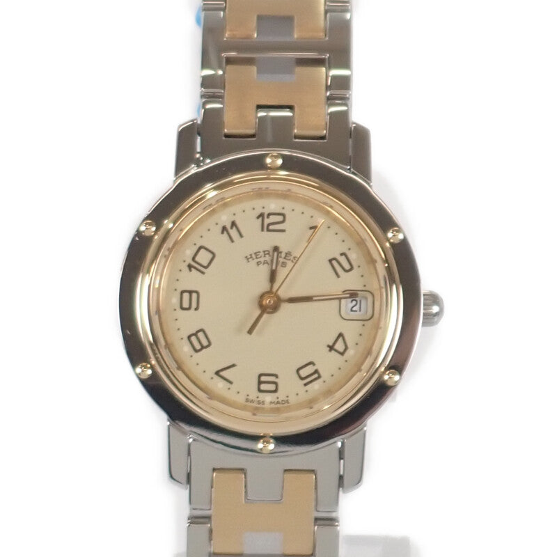 エルメス HERMES クリッパー CL4.220 腕時計 ステンレススチール GP 
