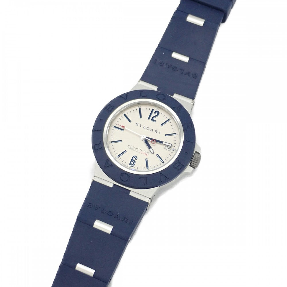 ブルガリ BVLGARI トリコロール 1000本限定 103514 腕時計 ラバー アルミニウム 自動巻き ホワイト文字盤 メンズ【中古】【Aランク】
