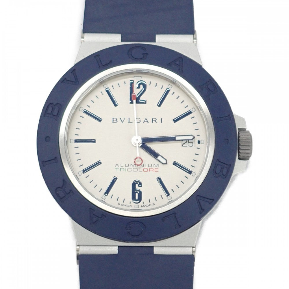 ブルガリ BVLGARI トリコロール 1000本限定 103514 腕時計 ラバー アルミニウム 自動巻き ホワイト文字盤 メンズ【中古】【Aランク】