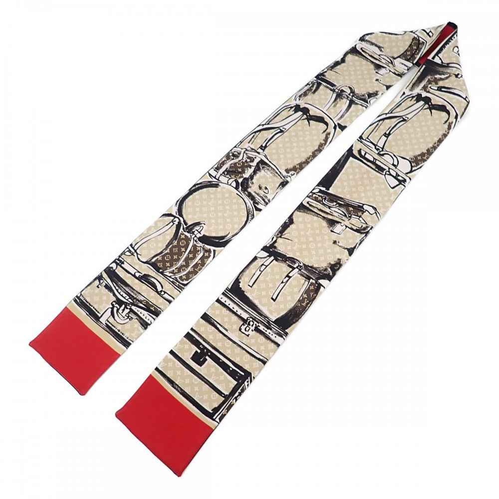 ルイヴィトン LOUIS VUITTON バンドー・トランク M73964 スカーフ シルク レッド レディース【中古】【ABランク】