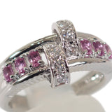 【中古】 デザインジュエリー リング Pt900プラチナ 14号 ダイヤモンド ピンクサファイア レディース【Aランク】