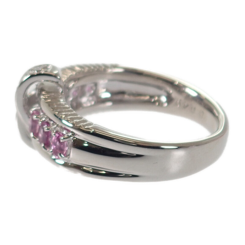 【中古】 デザインジュエリー リング Pt900プラチナ 14号 ダイヤモンド ピンクサファイア レディース【Aランク】