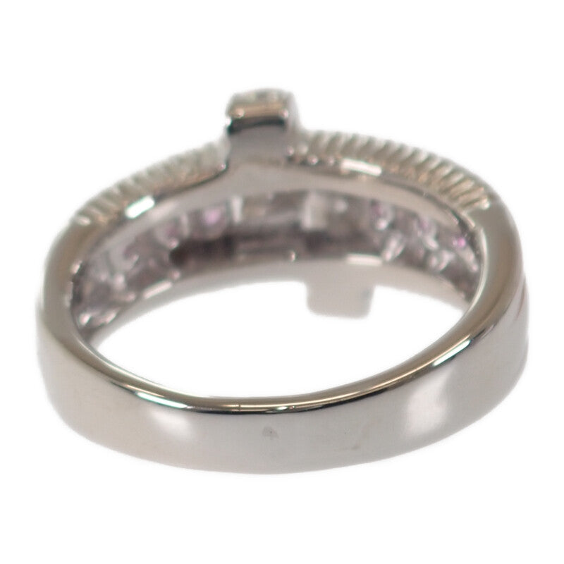 【中古】 デザインジュエリー リング Pt900プラチナ 14号 ダイヤモンド ピンクサファイア レディース【Aランク】