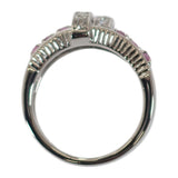 【中古】 デザインジュエリー リング Pt900プラチナ 14号 ダイヤモンド ピンクサファイア レディース【Aランク】