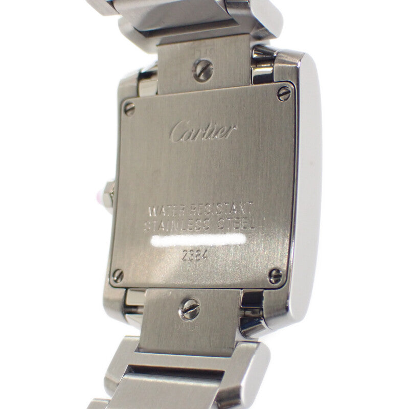 カルティエ CARTIER タンクフランセーズ SM W51028Q3 腕時計 ステンレススチール クオーツ ピンクシェル文字盤 レディース【中古】【Aランク】