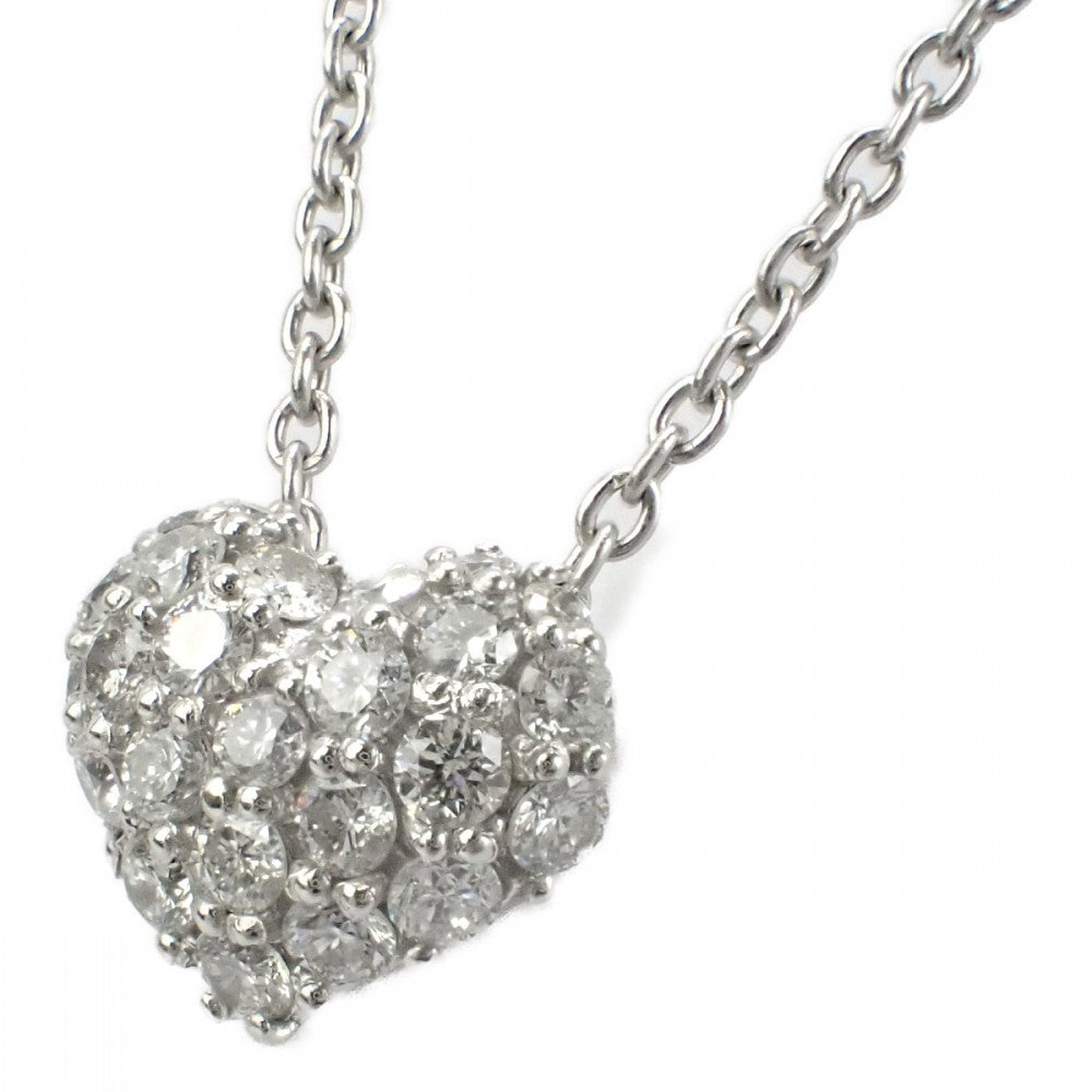 デザイン ジュエリー ハートモチーフ ネックレス K18ホワイトゴールド ダイヤモンド レディース【中古】【Aランク】