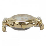 ミキモト MIKIMOTO パール ウォッチ 腕時計 GP レザー クオーツ ホワイトシェル文字盤【中古】【ABランク】