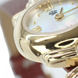 ミキモト MIKIMOTO パール ウォッチ 腕時計 GP レザー クオーツ ホワイトシェル文字盤【中古】【ABランク】