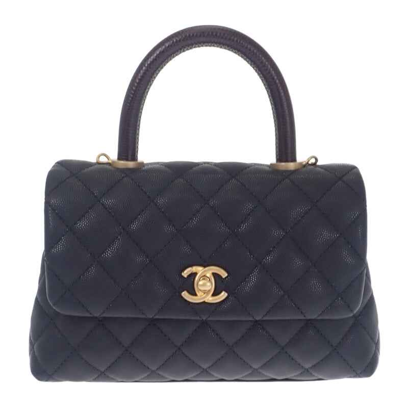 シャネル CHANEL ココハンドル XS A92990 ハンドバッグ キャビアスキン ブラック ゴールド金具 レディース【中古】【Aランク】