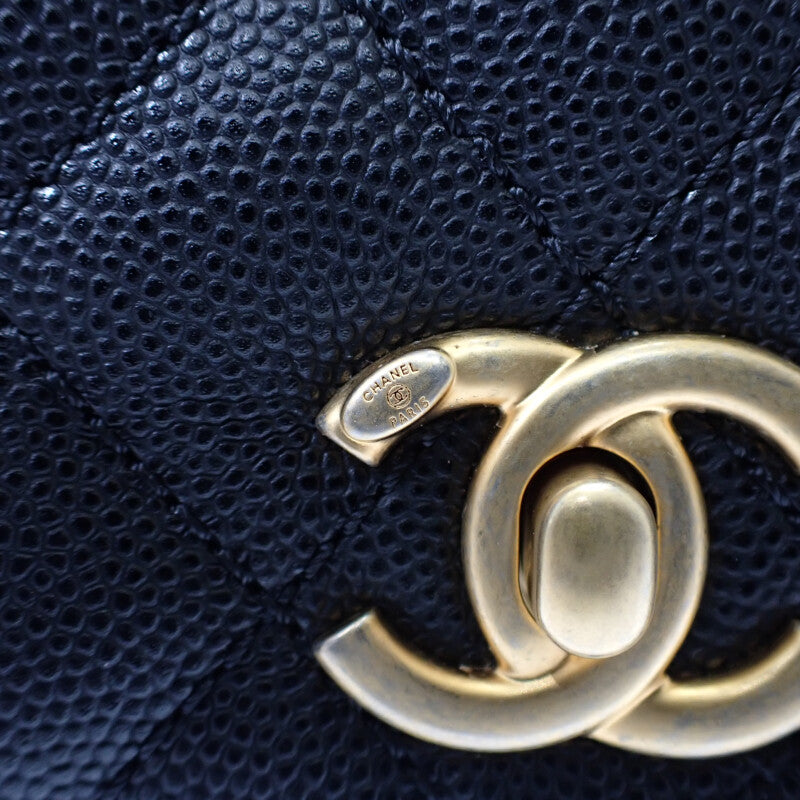 シャネル CHANEL ココハンドル XS A92990 ハンドバッグ キャビアスキン ブラック ゴールド金具 レディース【中古】【Aランク】