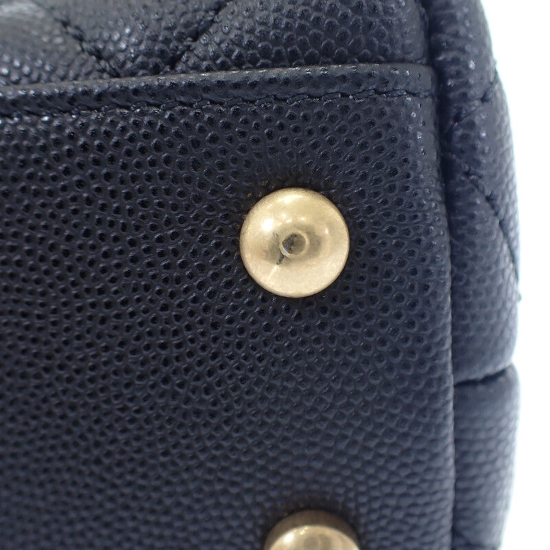 香奈兒 CHANEL Coco Handle XS A92990 手提包 魚子醬皮革 黑色 金色金屬配件 女士【中古】【A級】